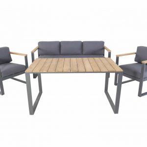 Melton stoel-bank dining loungeset aluminium antraciet