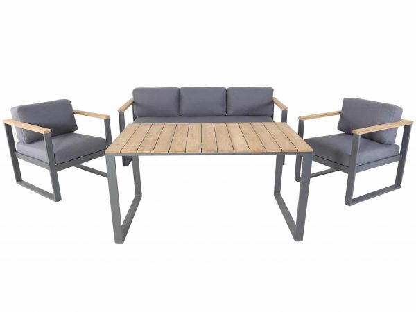 Melton stoel-bank dining loungeset aluminium antraciet