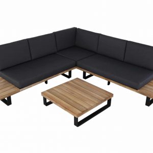 Barbados hoek loungeset 3-delig antraciet aluminium