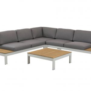 Mistral hoek loungeset 4-delig teak lichtgrijs