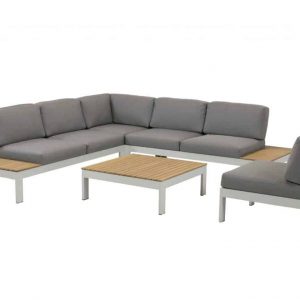 Mistral hoek loungeset 5-delig teak lichtgrijs