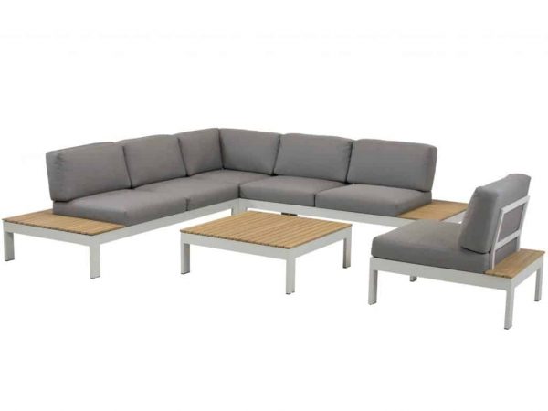 Mistral hoek loungeset 5-delig teak lichtgrijs