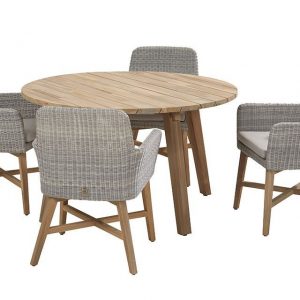 Tuinset Lisboa Polyloom Ice Teak Rond 4 Seasons Outdoor