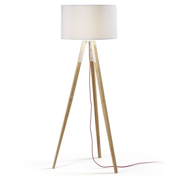 LaForma Uzagi Floor Lamp - tripod lamp houten poten stof kap