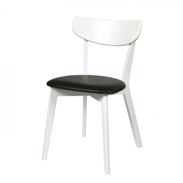 Nordiq Ami chair - Wit eiken - Zwart kussen - Retro design eetkamerstoel - whitewash
