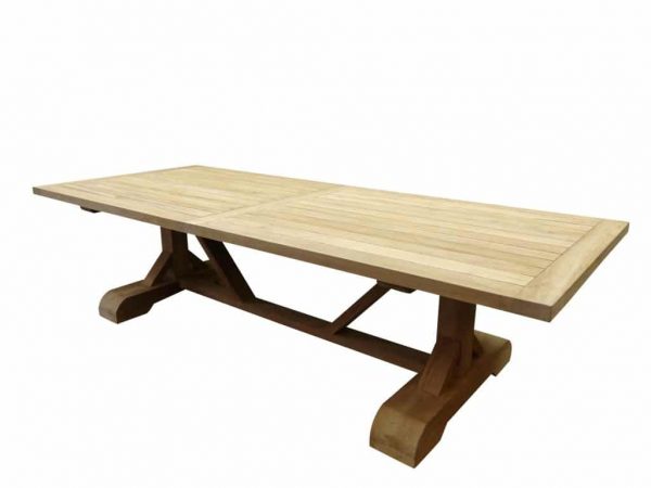 Antigua 300x120x77 teaktafel geschoord