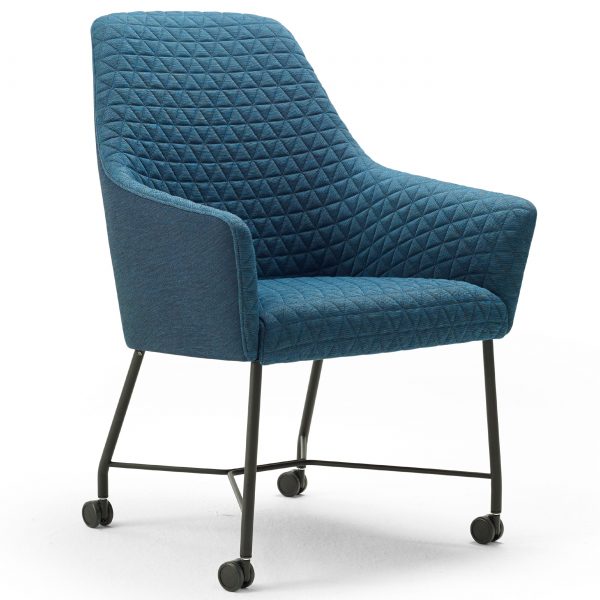 Arco Sketch Dining stoel centraal onderstel met wielen Febrik duo blauw