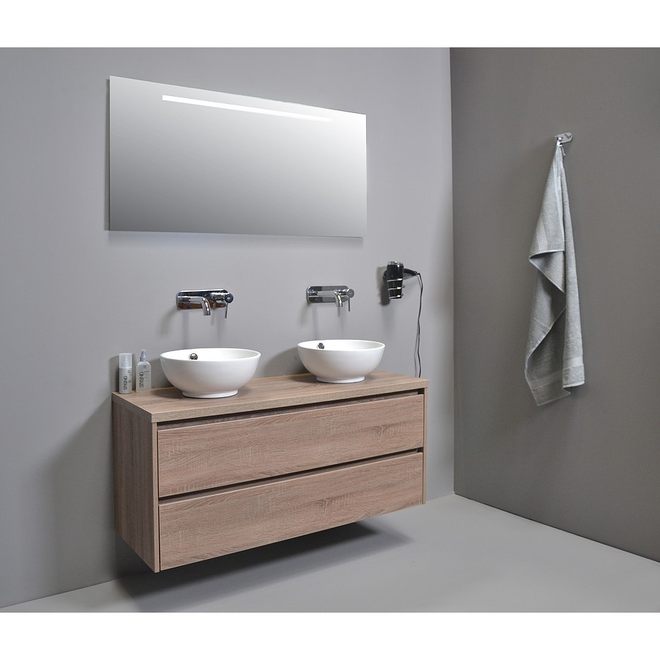 badmeubel_120_cm_met_porseleinen_opzetkommen_met_led_spiegel_donker_eiken_23_2.jpg Blinq Ace badmeubel set met 2 opzetwastafels 120cm