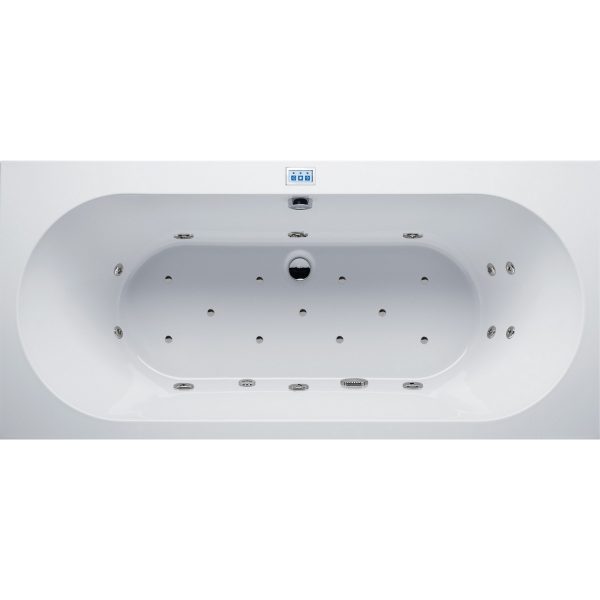 Riho Carolina Easypool 2.0 whirlpool bad 180x80 cm elektronisch met 11 bodemjets & kleurentherapie