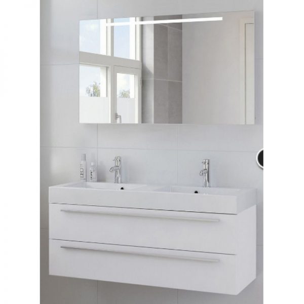 Bruynzeel Bando meubelset 120 met spiegel en dubbele wastafel mat wit