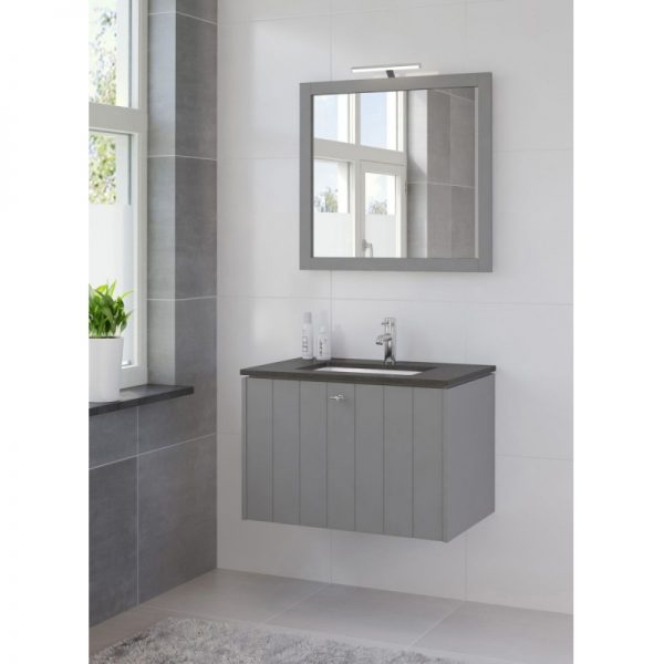 Bruynzeel Bino meubelset 80 cm.m/spiegel-blad graniet-kom wit puur grijs