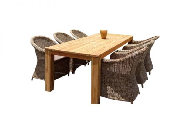 Chester diningset met Old java 240cm teaktafel