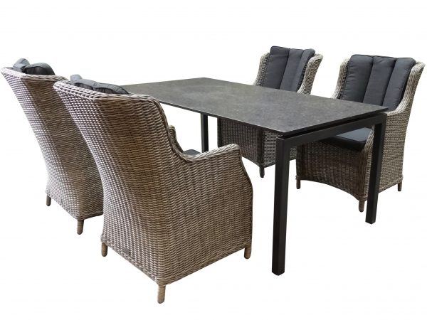 Bergamo Darwin dining tuinset 180x90xH75 cm 5-delig graniet