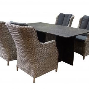 Turijn Darwin dining tuinset 180x90xH75 cm  5-delig kobo grijs