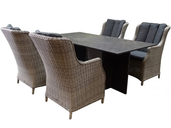 Turijn Darwin dining tuinset 180x90xH75 cm  5-delig kobo grijs