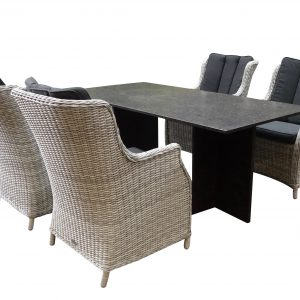 Turijn Darwin dining tuinset 180x90xH75 cm verstelbaar 5-delig wit grijs