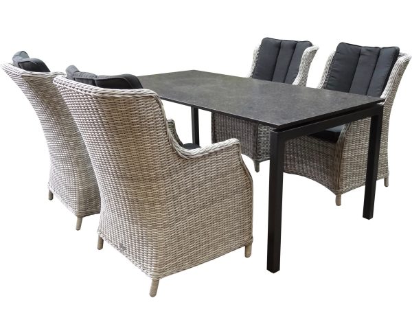 Bergamo Darwin dining tuinset 180x90xH75 cm 5-delig wit grijs