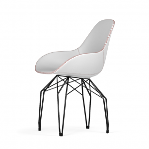 Kubikoff Diamond stoel - Dimple Tailored shell - Leer - Zwart onderstel -