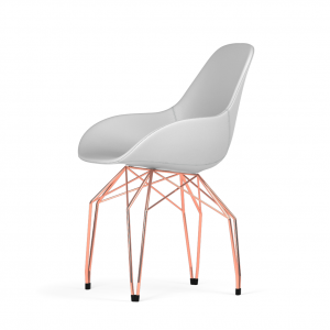 Kubikoff Diamond stoel - Dimple POP shell - Kunstleer - Koper onderstel -