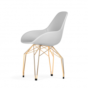 Kubikoff Diamond stoel - Dimple POP shell - Kunstleer - Goud onderstel -