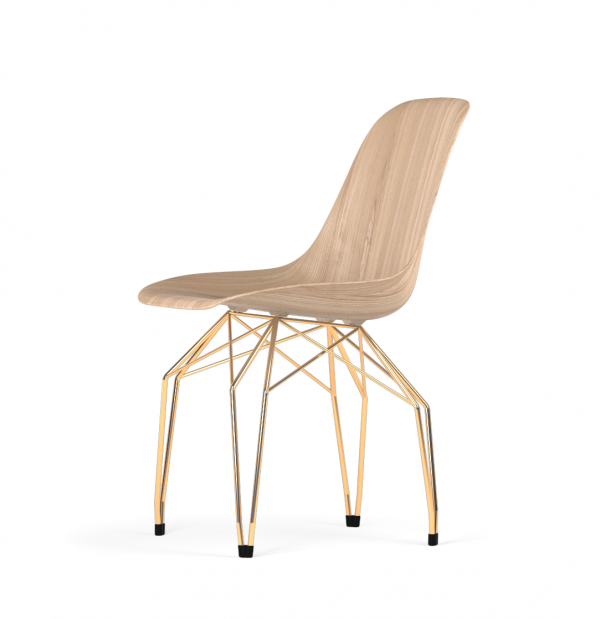 Kubikoff Diamond stoel - W9 Side Chair Shell - Goud onderstel -