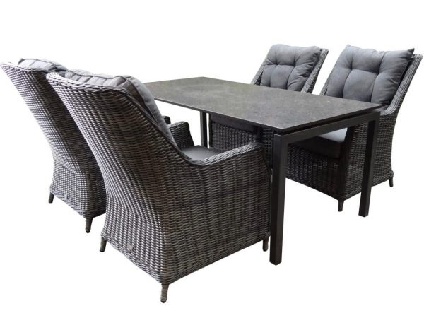 Bergamo Dunham dining tuinset 180x90xH75 cm 5-delig antraciet