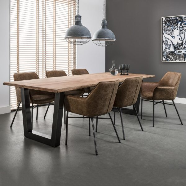 Eettafel 'Farron' boomstam, 240 x 100cm, kleur naturel