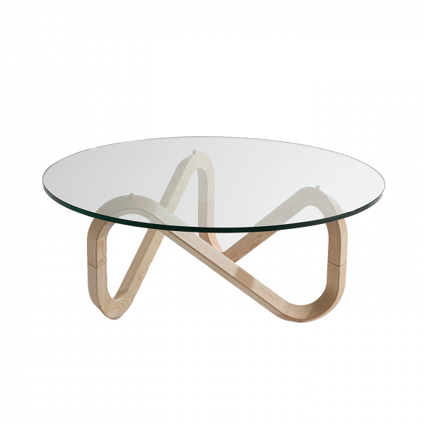 Kubikoff Libra koffietafel - Houten onderstel - Glas - Ronde salontafel