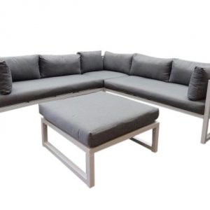 Fabri hoek loungeset 4-delig wit aluminium