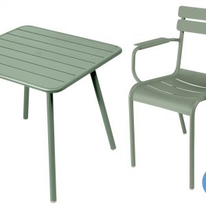 Fermob Luxembourg tuinset 80x80 tafel + 4 stoelen (armchair)