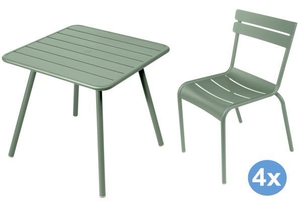 Fermob Luxembourg tuinset 80x80 tafel + 4 stoelen (chair)