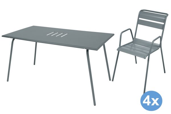 Fermob Monceau tuinset 146x80 tafel + 4 stoelen