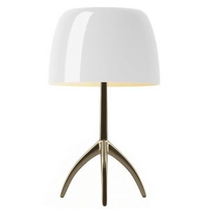 Foscarini Lumiere Piccola tafellamp met dimmer en champagne onderstel warm wit