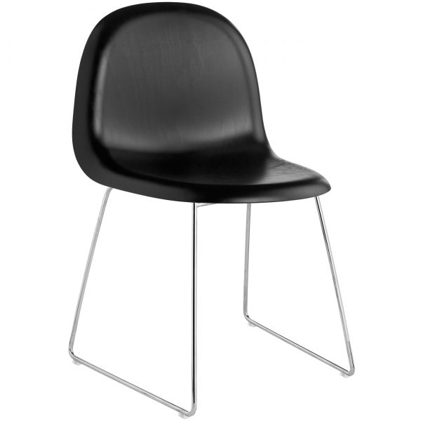 Gubi Gubi 3D Wood Sled stoel met chroom onderstel zwart