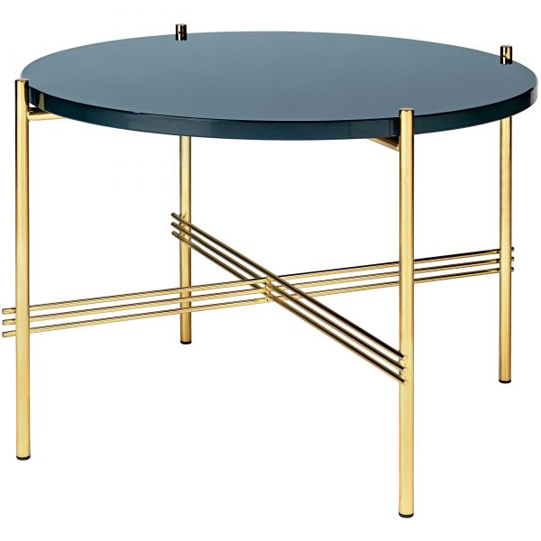 Gubi TS Table Glass bijzettafel brass 55cm Grey Blue