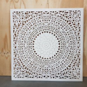 Houtsnijwerk paneel Barcelona white wash 120 x 120 cm