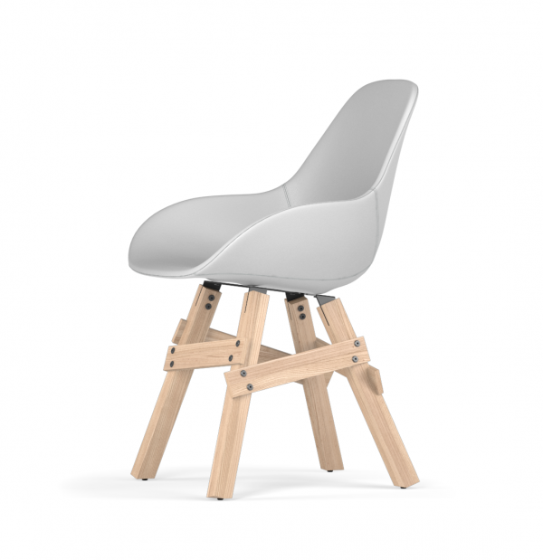Kubikoff Icon stoel - Dimple POP shell - Kunstleer - Eikenhouten onderstel -