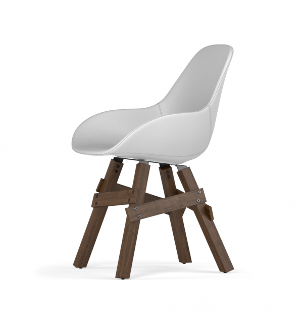 Kubikoff Icon stoel - Dimple POP shell - Kunstleer - Walnoten onderstel -