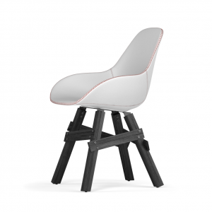 Kubikoff Icon stoel - Dimple Tailored shell - Leer - Zwart onderstel -