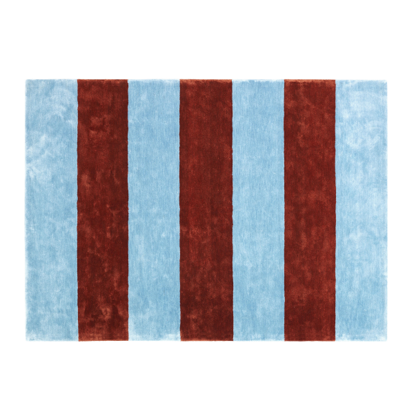 Pavilion vloerkleed 200 x 280 cm. powder blue-rust (blauw-rood)