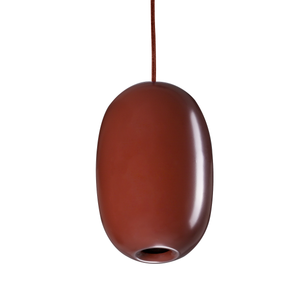 Pebble pendant langwerpig geoxideerd rood-metaal