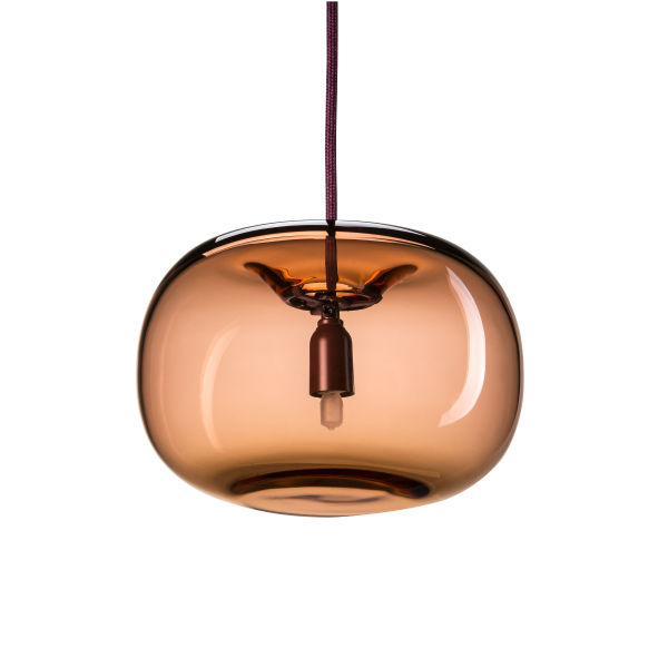 Pebble pendant plomp geoxideerd rood-glas