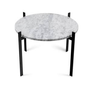 Single deck tafel Ø57 H38 - zwart onderstel wit marmer