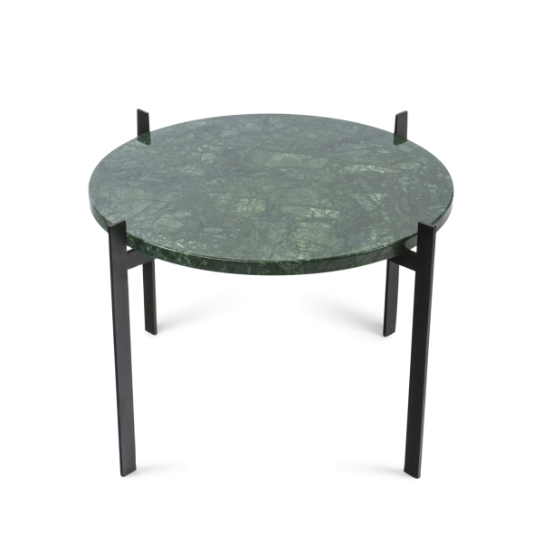 Single deck tafel Ø57 H38 - zwart onderstel groen marmer