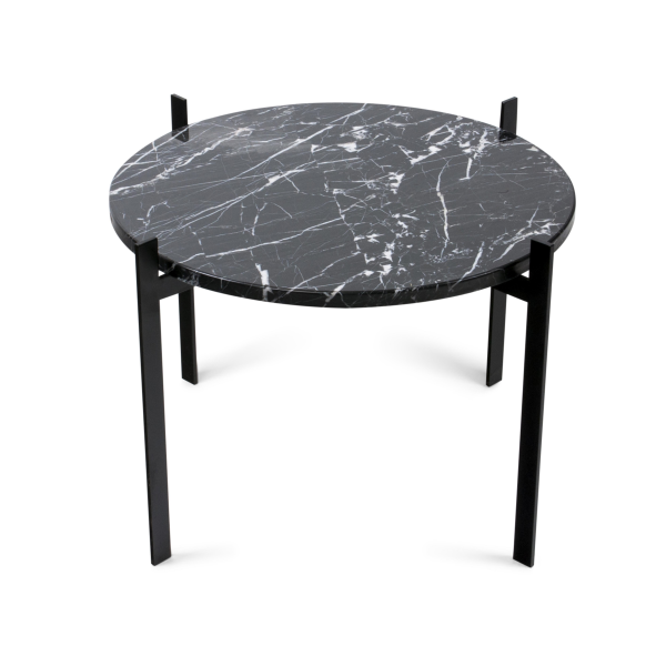 Single deck tafel Ø57 H38 - zwart onderstel zwart marmer