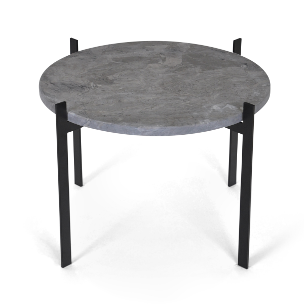 Single deck tafel Ø57 H38 - zwart onderstel grijs marmer
