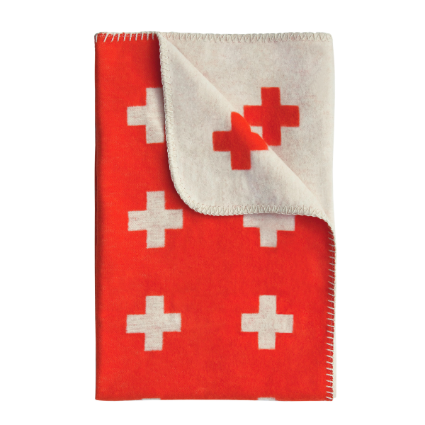 Cross deken - groot rood-oranje