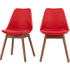 2 x Thelma eetkamerstoelen, donkergebeitst eiken en rood