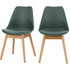 2 x Thelma eetkamerstoelen, eiken en groen