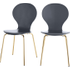 2 x Kitsch eetkamerstoelen, grijs en messing